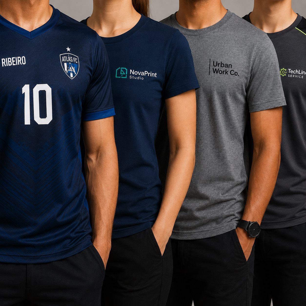 Camisas e uniformes personalizados com logos e estampas